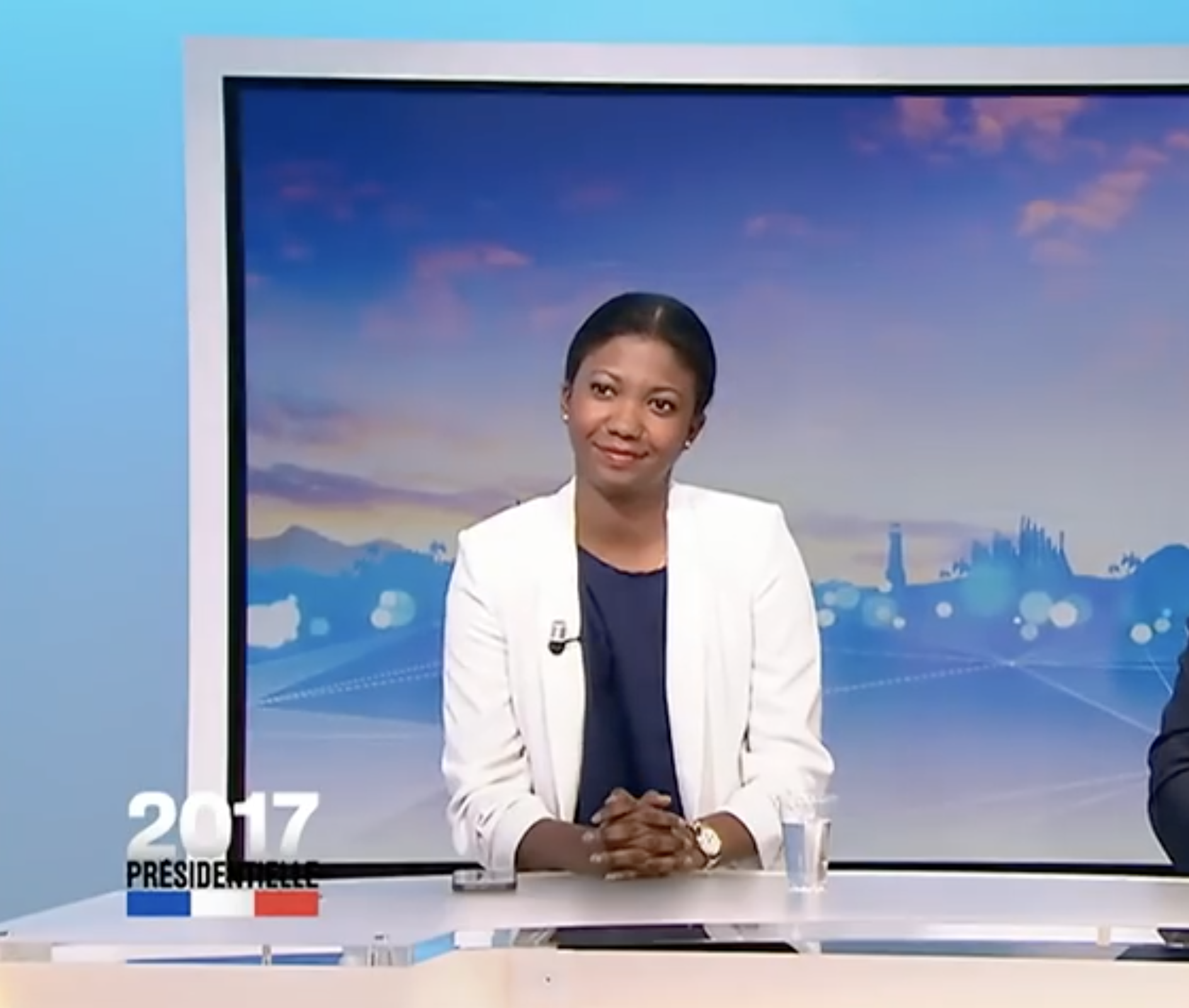 Christelle on French television during the 2017 presidential election